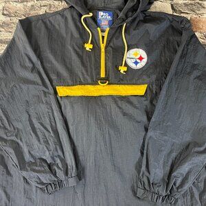 Vintage Pro Player Pittsburgh Steelers Pullover Blk/Gold Rain Jacket Men’s sz L